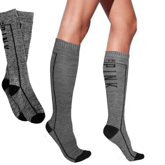 Victoria Secret PINK Knee High Socks Dark Grey NEW - Picture 4 of 5